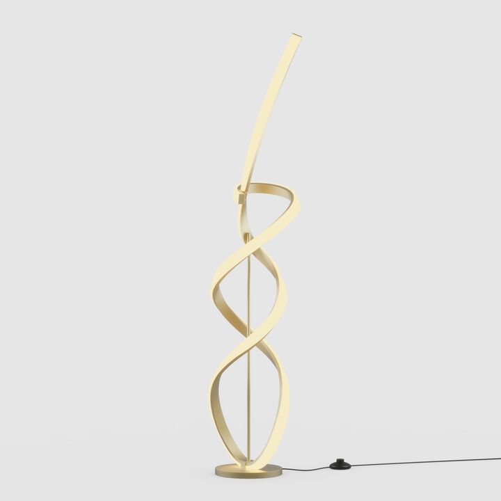 Golden Swirl 31W LED Floor Lamp 59 in. - 3000K Warm Glow- Stepless Dimming