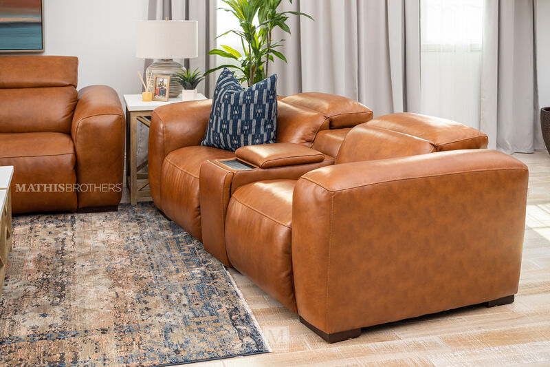 Boulevard Derrick Leather Power Reclining Loveseat in Camel image number 2