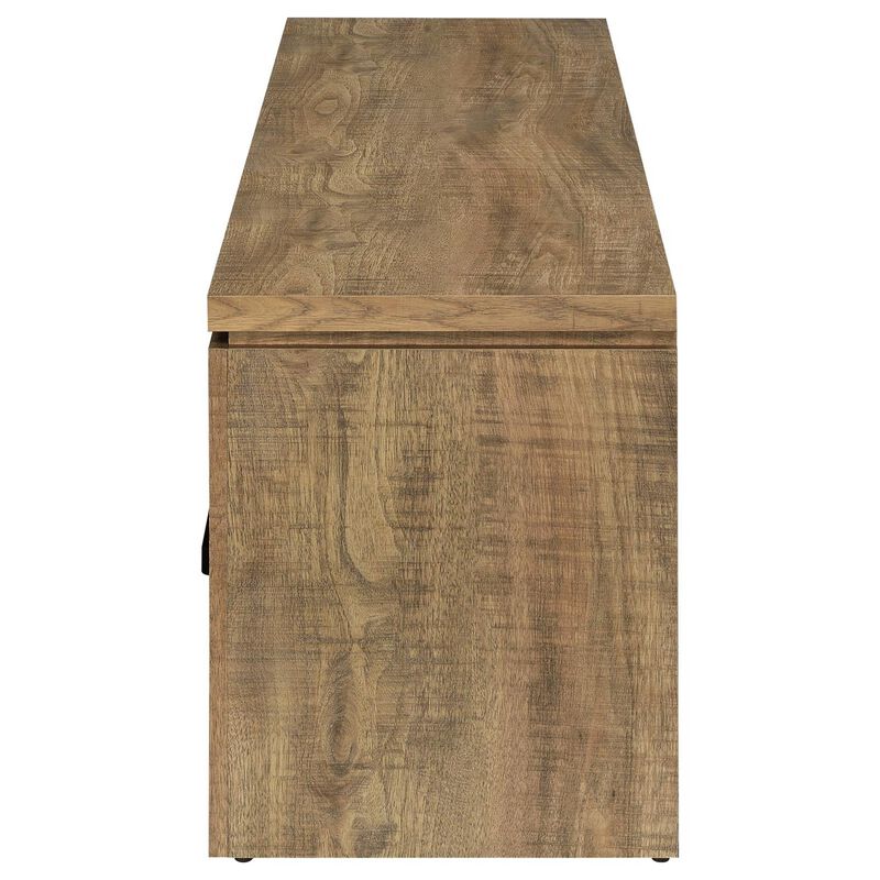 59 Inch TV Media Entertainment Console with 2 Drawers, Warm Wood Brown - Benzara