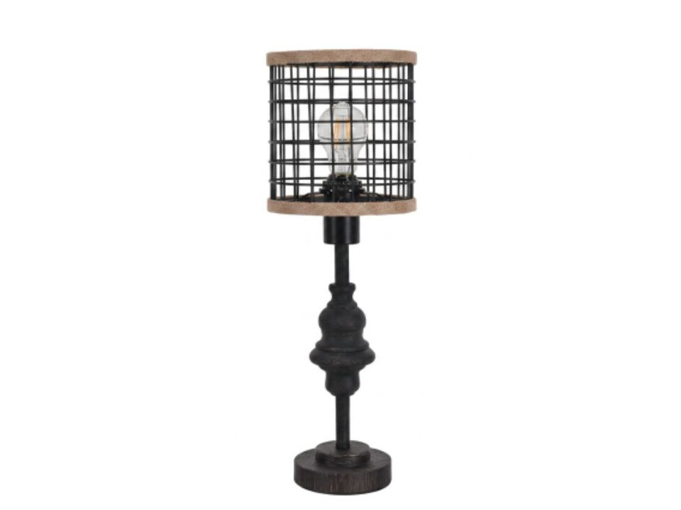 Industrial Metal Table Lamp with Mesh Shade Farmhouse Bedside Lamp 20 Inch