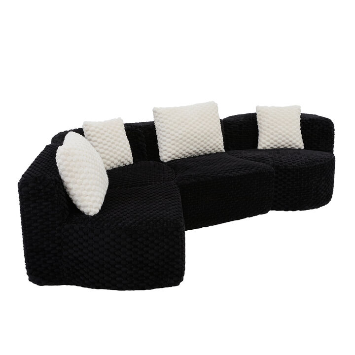 Merax Modular Sofa with Deep Seating & Bubble Velvet Upholstery &ndash; Freely Configurable Sections