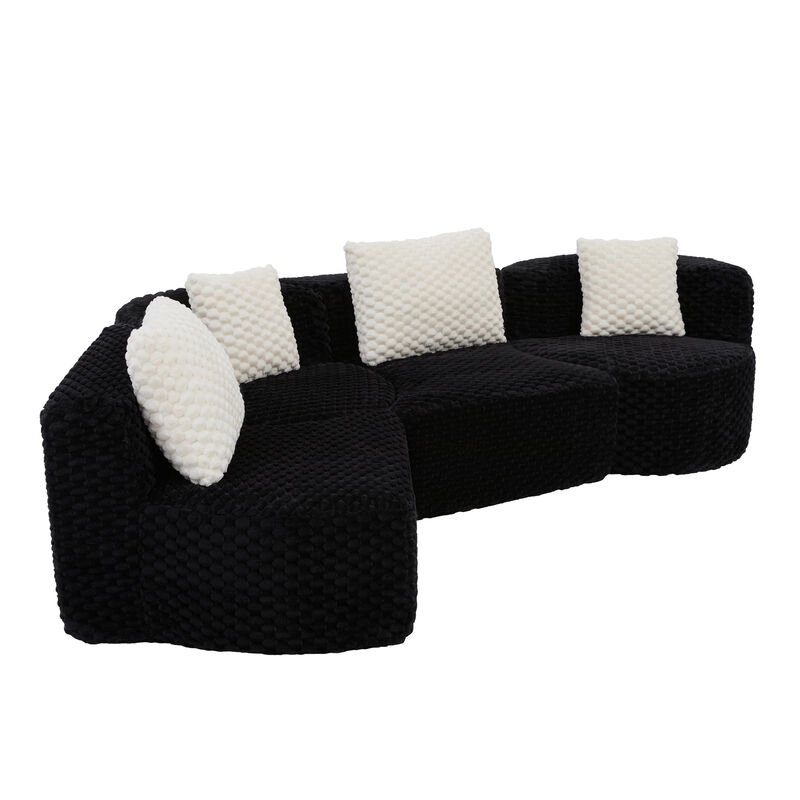 Merax Modular Sofa with Deep Seating & Bubble Velvet Upholstery &ndash; Freely Configurable Sections image number 0
