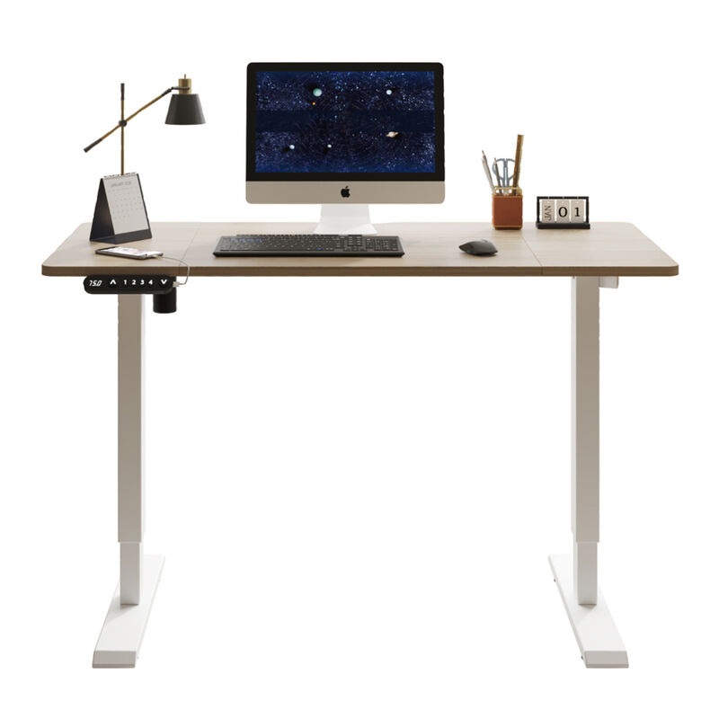 GOODSILO Rustic Brown Electric Standing Desk Height Adjustable Computer Table for Home and Office Modern Lift-up Desk image number 0