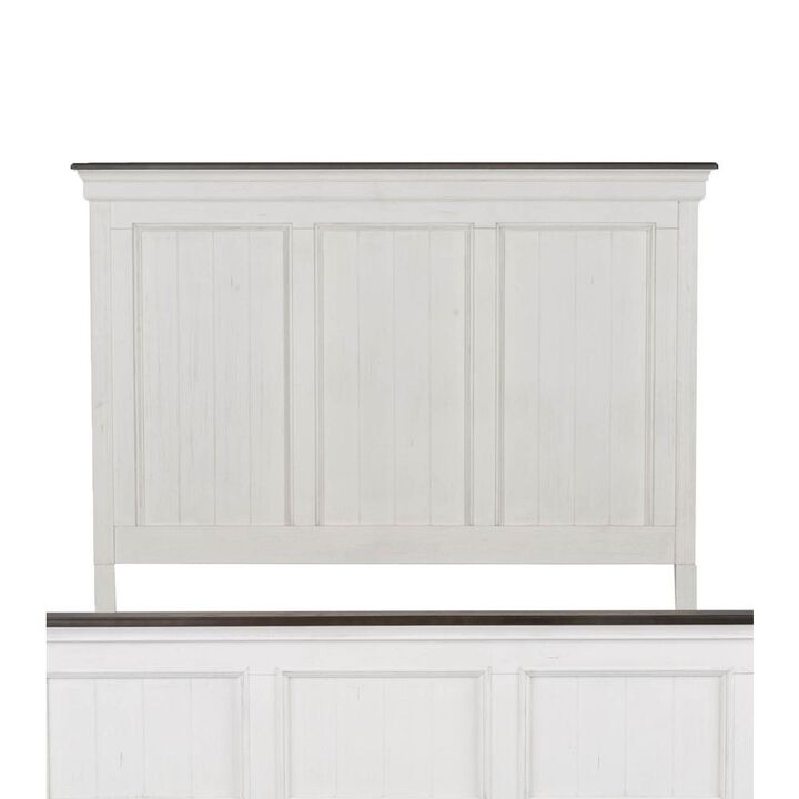 Liberty Furniture Allyson Park Queen Panel Headboard in Wirebrushed White w/ Charcoal Top