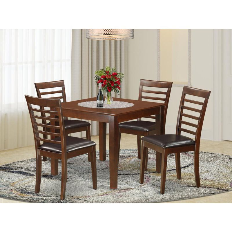 5 PC Kitchen dinette set with a Dining Table and 4 Dining Chairs in Mahogany