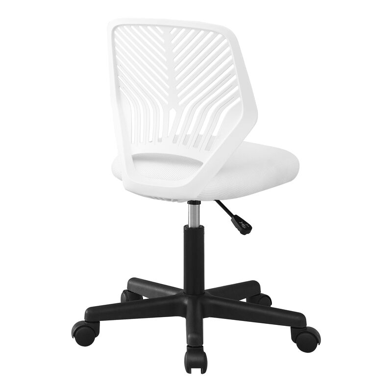 Monarch Specialties I 7338 Office Chair, Adjustable Height, Swivel, Ergonomic, Computer Desk, Work, Juvenile, Metal, Fabric, White, Black, Contemporary, Modern