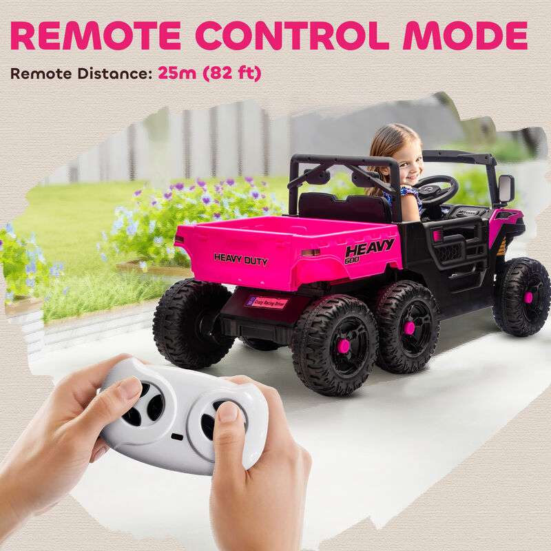 BreeBe 24V 4WD Kids Ride On Car with 6 Wheels Electric Ride On Car with Dump Bed, Remote image number 6