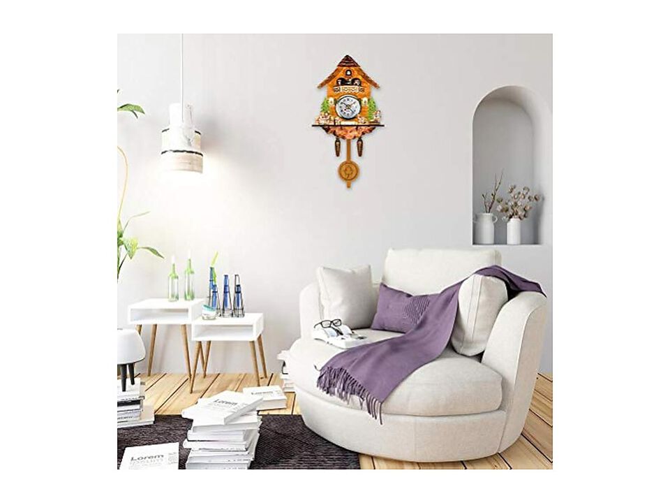 Vintage Cuckoo Retro Wooden Birdhouse Wall Clock Wood Home Decor