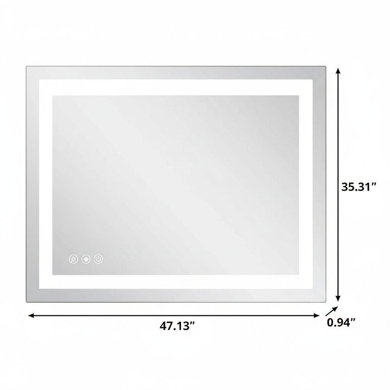 HomeRoots 35" Lighted Frameless Bathroom Vanity Mirror image number 4