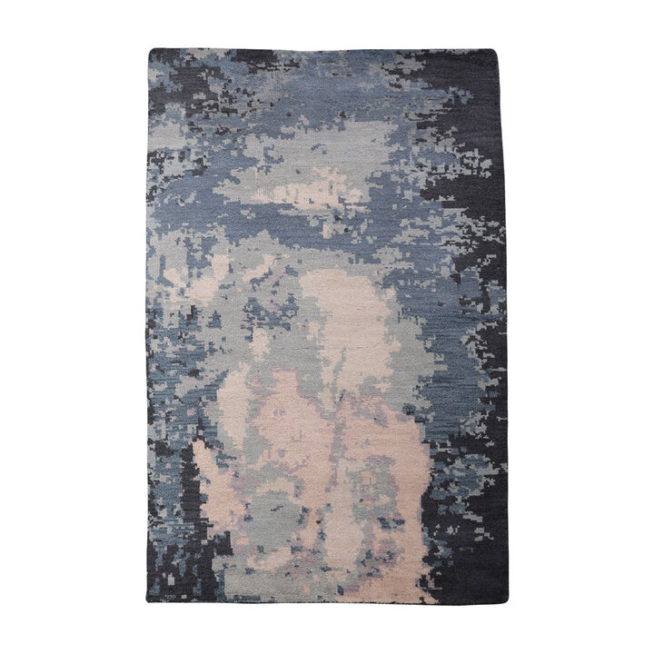 HAND KNOTTED WOOL Abstract AREA RUGS  - Rectangle Shape, Abstract Modern, Medium Pile Handmade Area Rugs for Living Room, Bed Room (N00804)