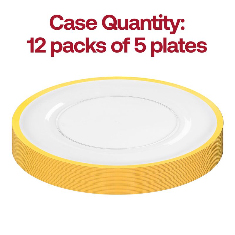 13" Clear with Gold Rim Round Plastic Charger Plates (60 Plates) image number 3