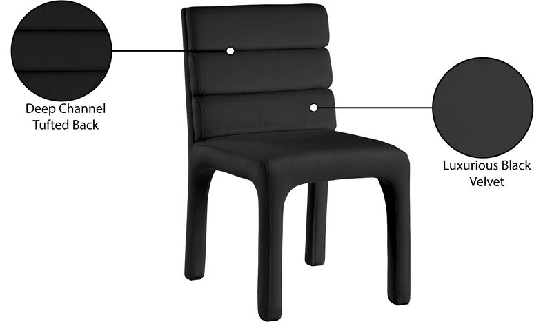 Meridian Furniture Kai Black Velvet Dining Chair, Set of 2 image number 8