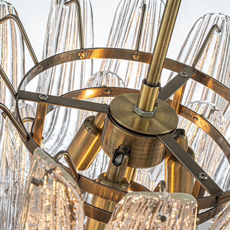 18'' Wide Mid-Century Modern Chandelier 4-Light 3-Tier Clear Art Glass Pendant Light In Antique Bronze Finish For Dining Room Foyer Bedroom image number 4