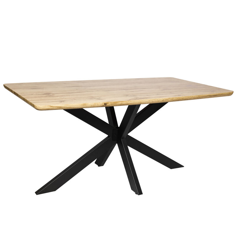 LeisureMod Ravenna 63" Rectangular Wood Dining Table With Modern Metal Base