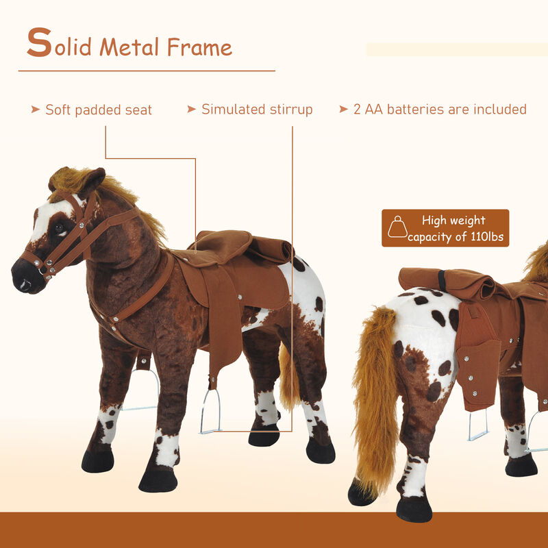 BreeBe Kids Stuffed Ride-On Horse with Realistic Sounds image number 5