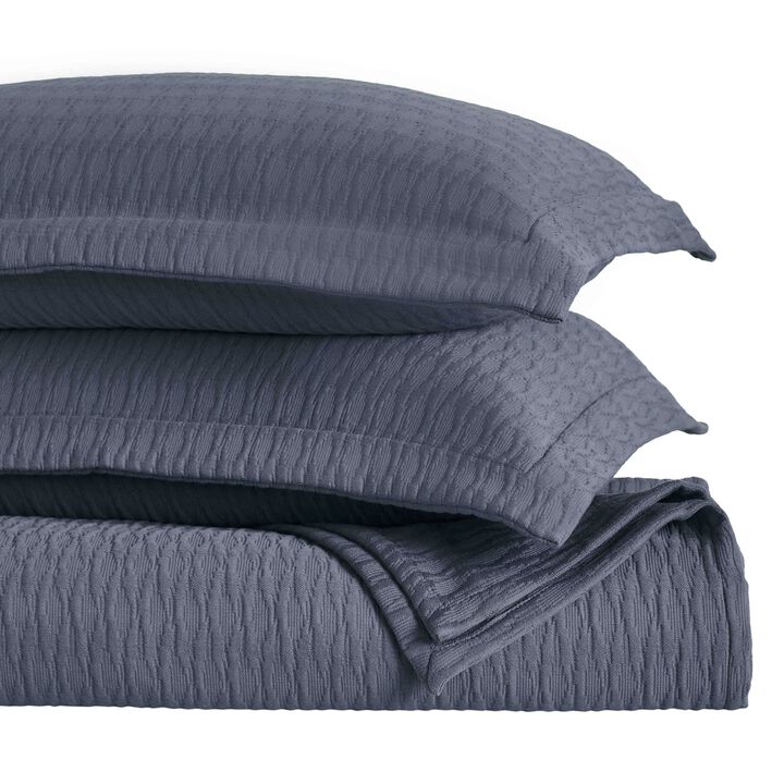 Lightweight Cotton Matelasse Bedspread Set with Diamond Pattern
