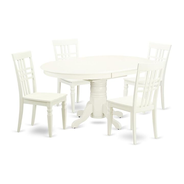 East West Furniture Dining Room Set Linen White, AVLG5-LWH-W