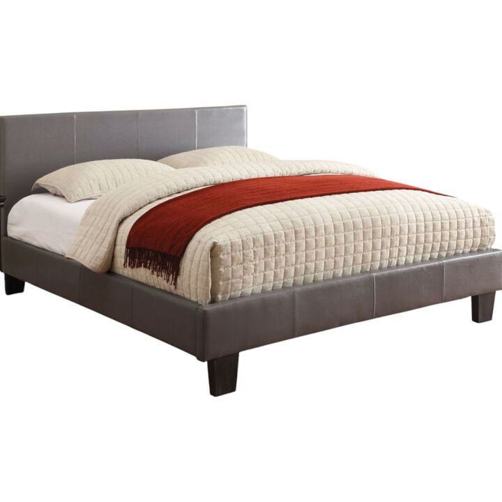 Platform Bed with Faux Leather Upholstered Headboard &ndash; Modern Design, Sturdy Construction, Ideal for All Mattresses
