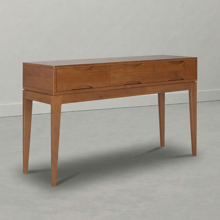 Harper 54 inch Wide Solid Wood Console Table, Tawny Brown Teak