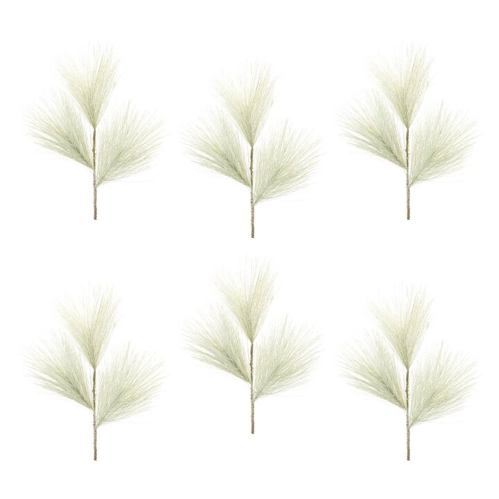 Set of 6 Long Needle Pine Sprays for Holiday Wreaths, Garlands, or Floral Displays