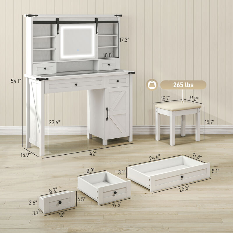 Hivvago Makeup Vanity Table with Mirror, Lights and Stool image number 2