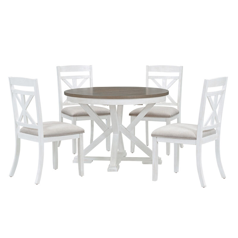 Merax 5-Piece Retro Dining Table Set with 4 Chairs image number 0