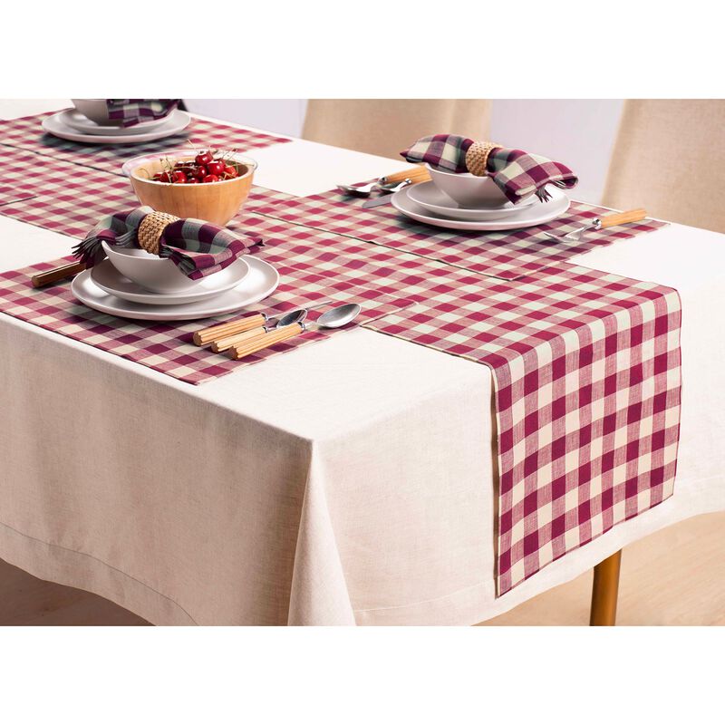 Christmas Linen Table Runner - Morgan Check, Solino Home