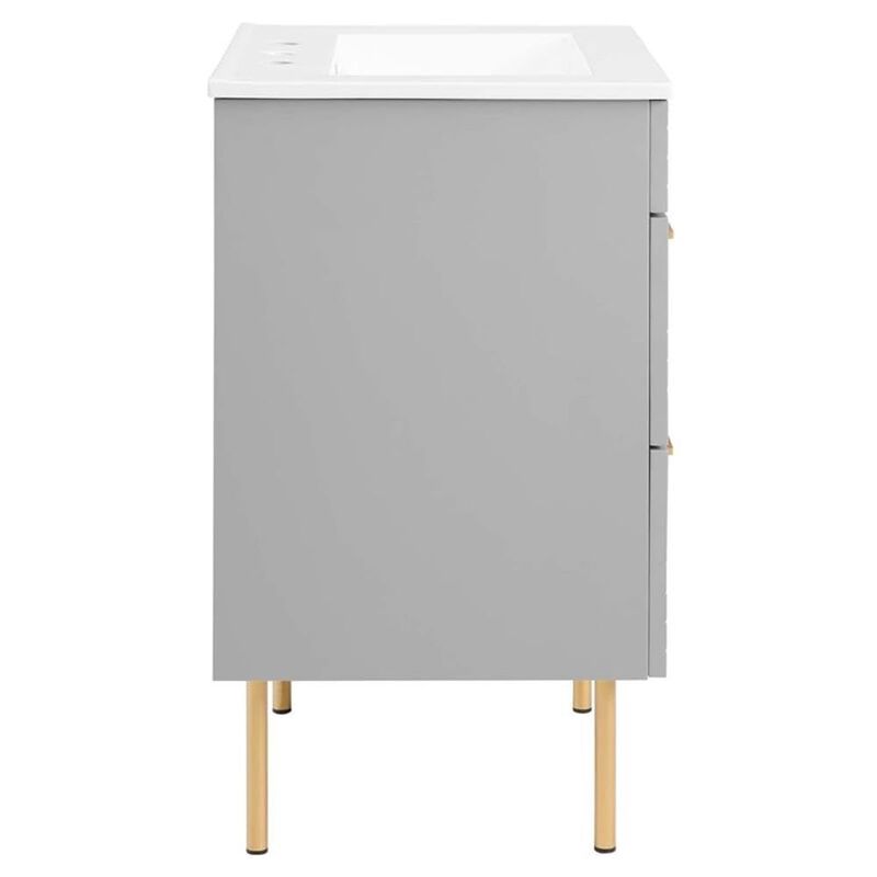 Modway Daybreak Bathroom Vanity, 24" with White Sink, Light Gray image number 3