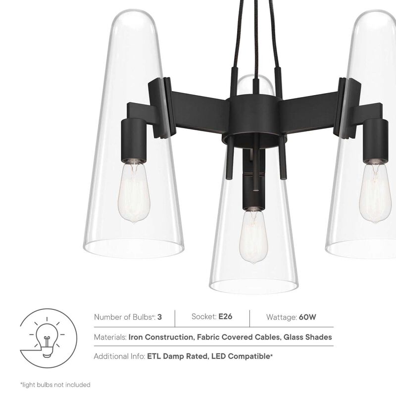 Modway Beacon 3-Light Pendant Light in Clear Black, 20.5 x 20.5 x 73 image number 6