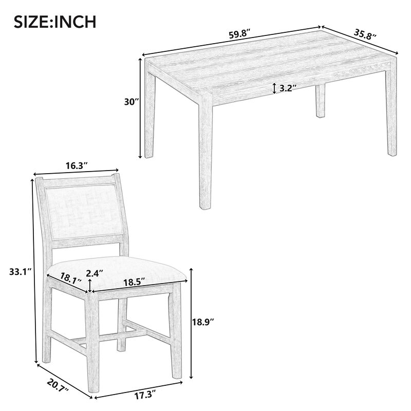 Merax 7-Piece Retro Dining Table Set for 6