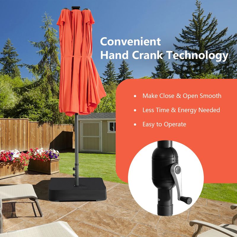 Mondawe 15 Feet Double-Sided Patio Umbrella with 48 LED Lights image number 3