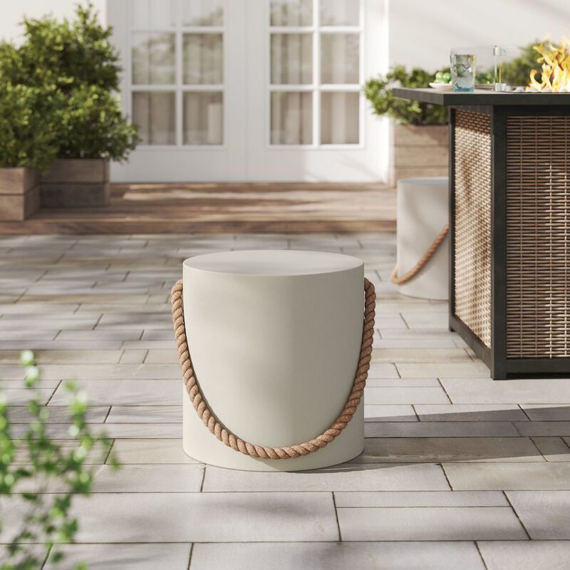 Isera Indoor - Outdoor Patio Rope Concrete Side Table Stool image number 6