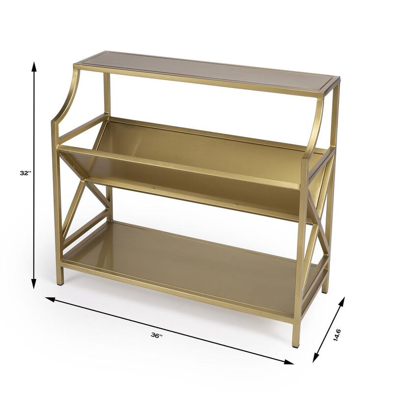 Butler Specialty Company Keats Library 2 Tier 36W Bookcase, Gold