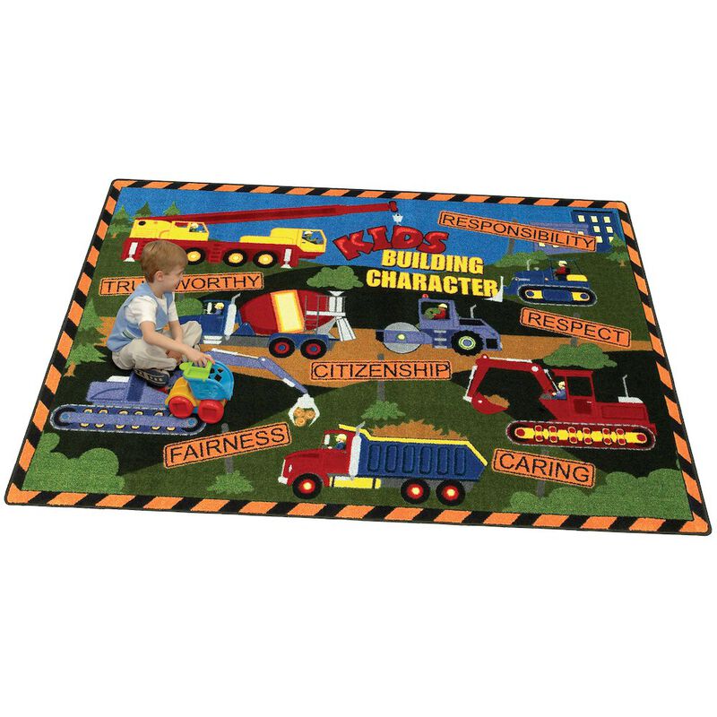 Joy Carpets Kid Essentials Kid's Building Character 10'9 x 13'2 Area Rug in Color Multi