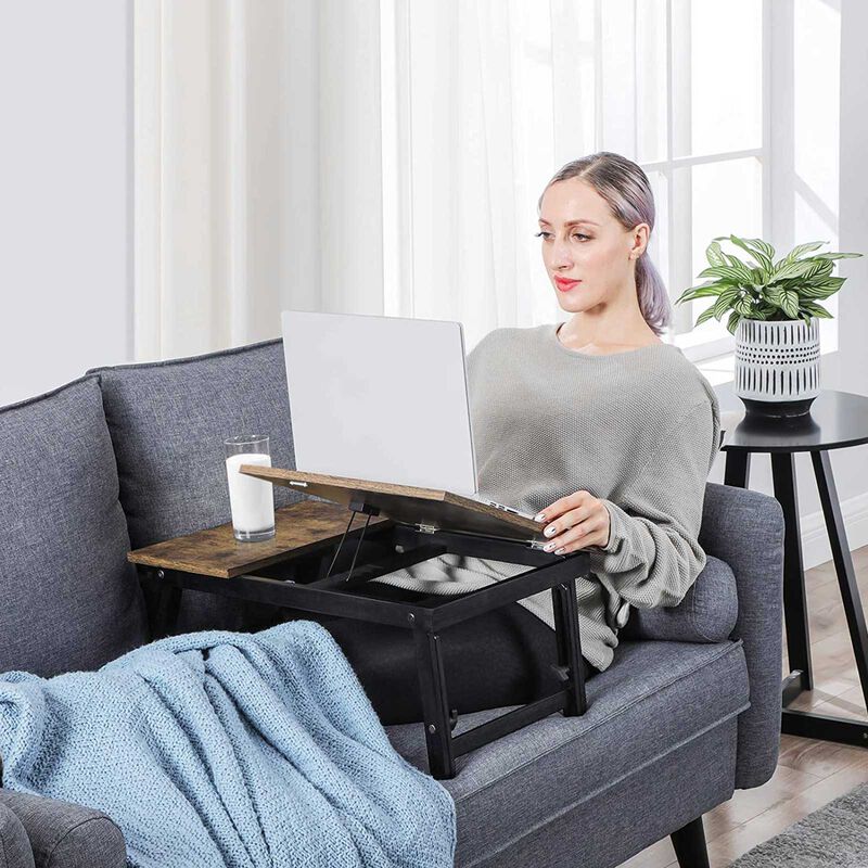 Adjustable Laptop Desk for Bed or Sofa - Tilting Top and Height Adjustable Folding Legs, Fits Up to 15.6-Inch Screens
