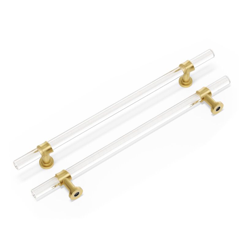 Peaha 10 Pack 6-1/4 Inch Acrylic Cabinet Pulls Gold Drawer Handles Brushed Brass Hardware Zinc Alloy for Dresser Cupboard Kitche