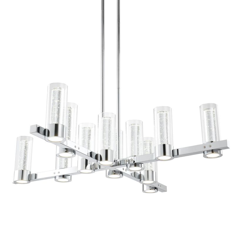 Victory Chandelier Matte Black Metal and Acrylic 12 LED Lights Dimmable