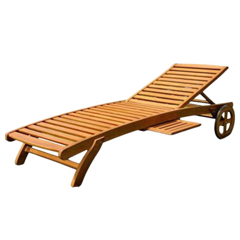 Royal Tahiti Outdoor Wood Chaise Lounge with Wheels