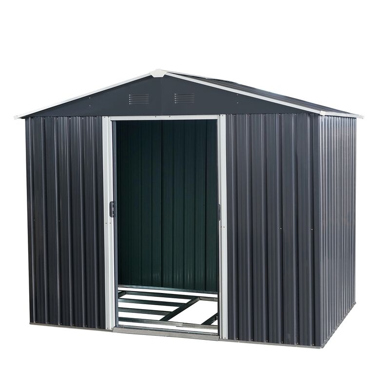 8ft x 6ft Outdoor Metal Storage Shed with Metal foundation image number 8