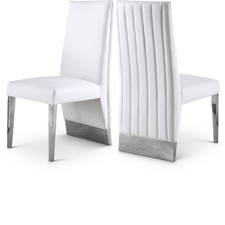 Meridian Furniture Porsha White Vegan Leather Dining Chair, Set of 2