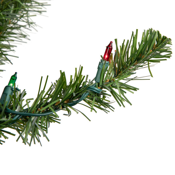 24" Pre-Lit Canadian Pine Artificial Christmas Wreath - Multi Lights