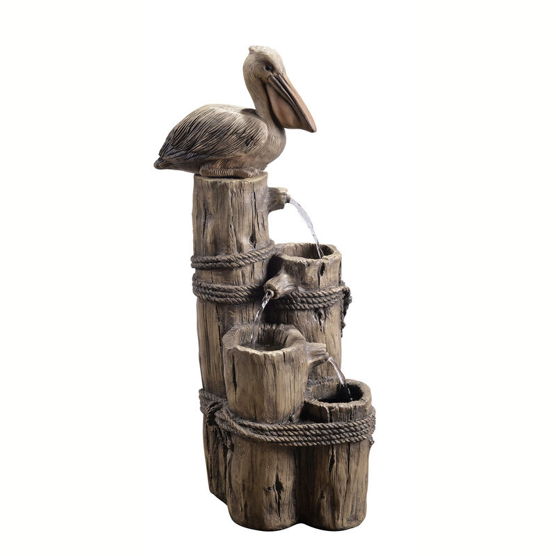 4-Tier Pelican and Post Outdoor Water Fountain, Brown image number 4
