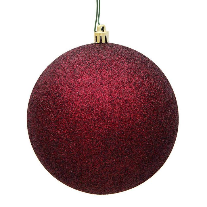 Vickerman 485071-6 Burgundy Glitter Ball Christmas Tree Ornament (4 pack) (N591565DG)