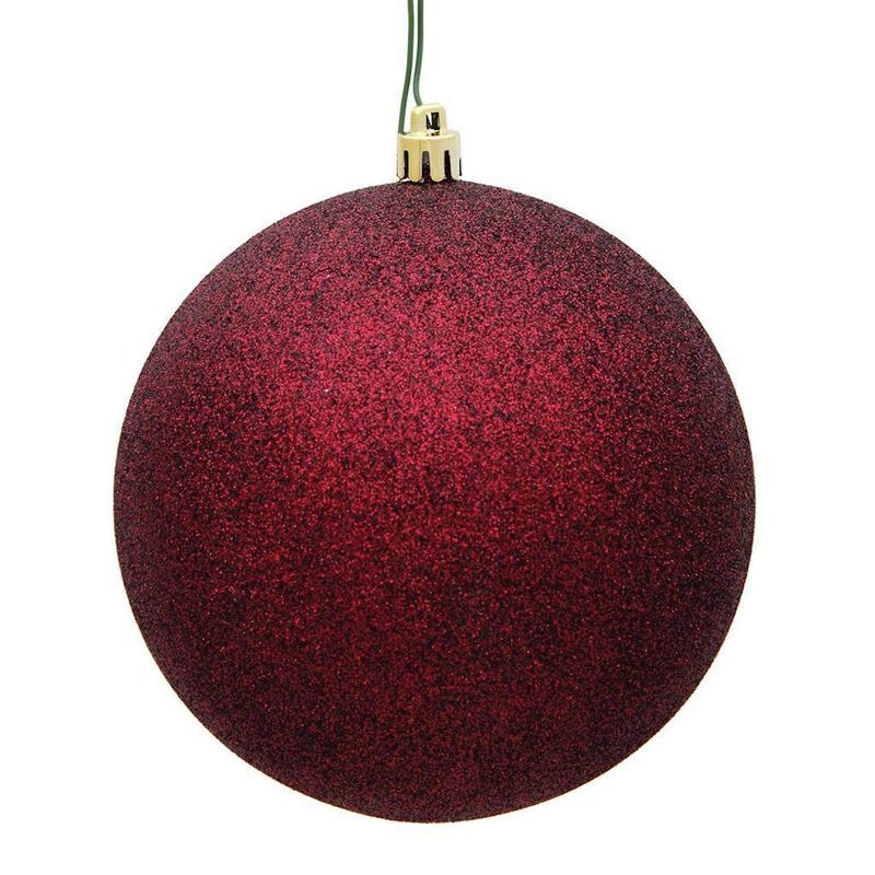 Vickerman 485071-6 Burgundy Glitter Ball Christmas Tree Ornament (4 pack) (N591565DG) image number 0