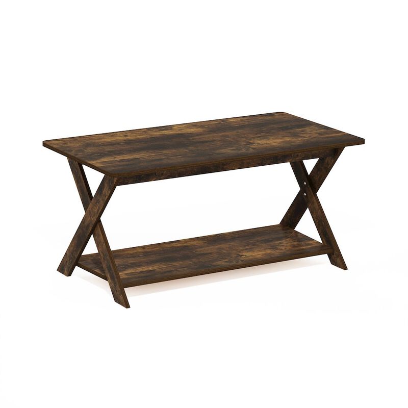 Modern Simplistic Criss-Crossed Coffee Table, Amber Pine