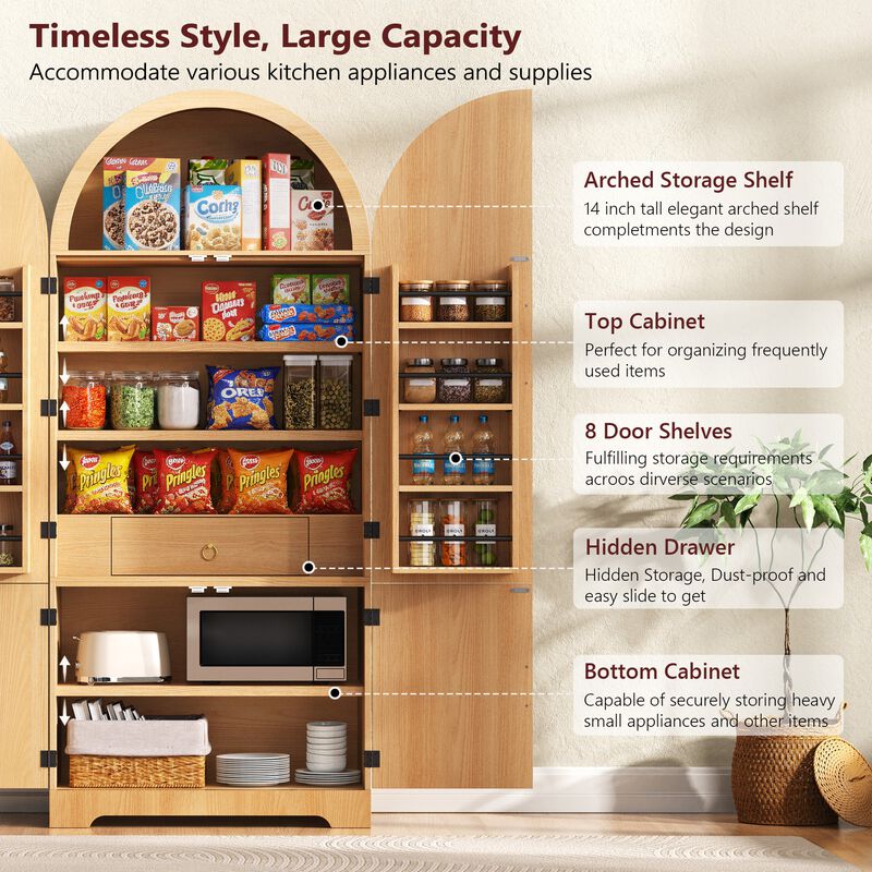 Merax Elegant Arched Fluted Storage Kitchen Cabinet image number 6
