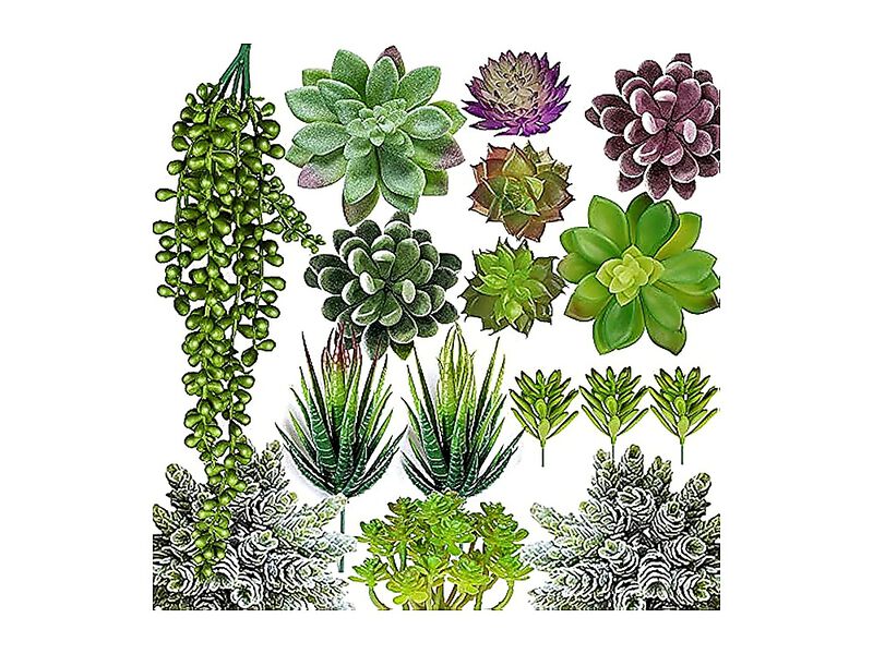 Artificial Succulent Plants 16 Pack Set Faux Succulents Unpotted Fake Crafting image number 0