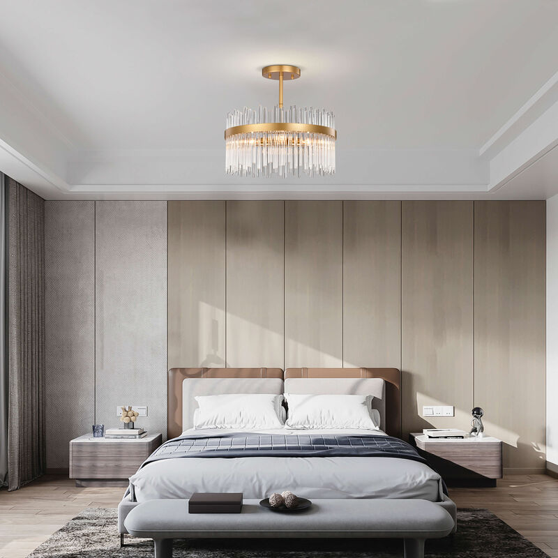 Elisa 17" 4-light Glossy Bronze Flush Mount with Clear Glass Bars image number 2