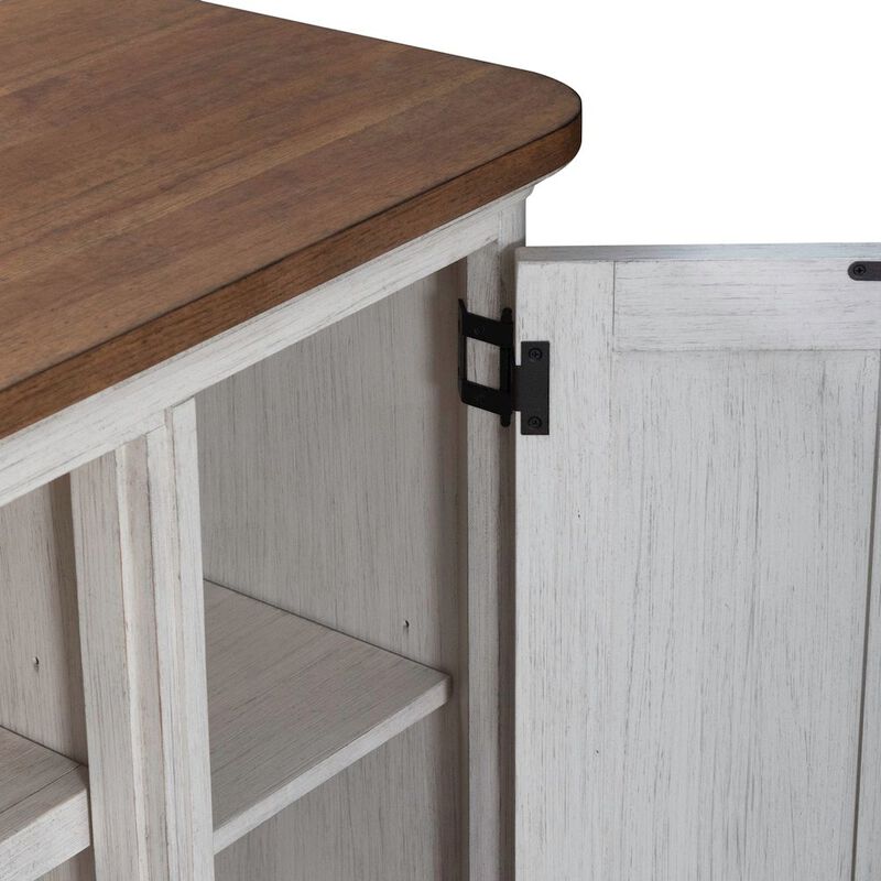 Liberty Furniture Farmhouse Reimagined 80 Inch TV Console  - Antique White with Chestnut Tops image number 5
