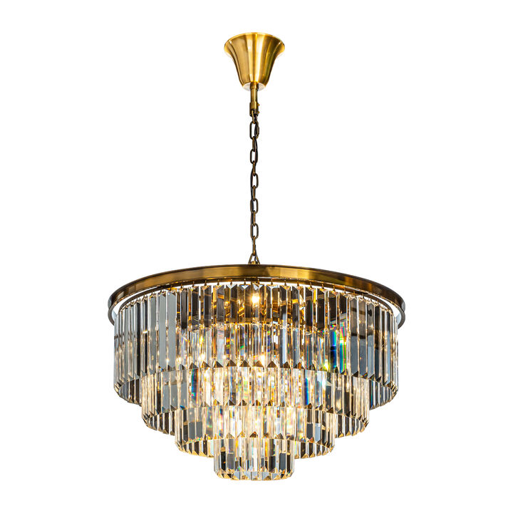 Modern 4-Tier Round Crystal Fringe Chandelier